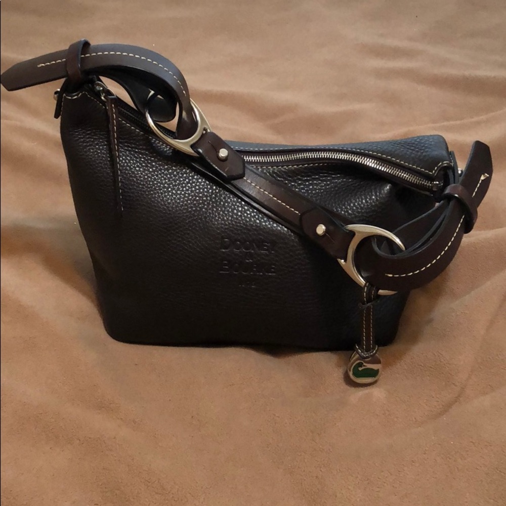 Dooney & Bourke dark brown leather handbag silver